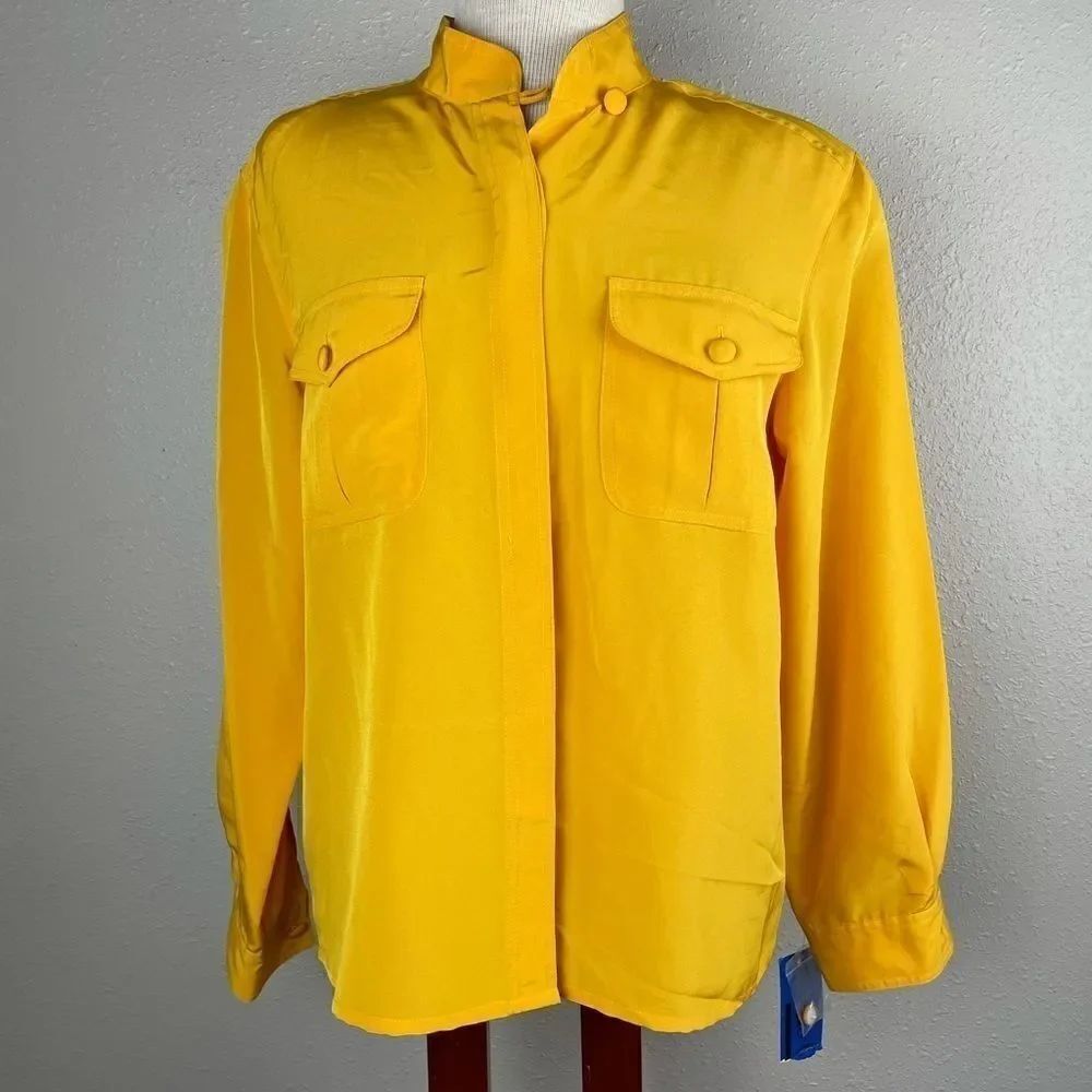 NWT Vintage SK & Company Polyester Button Down Shirt Size 10